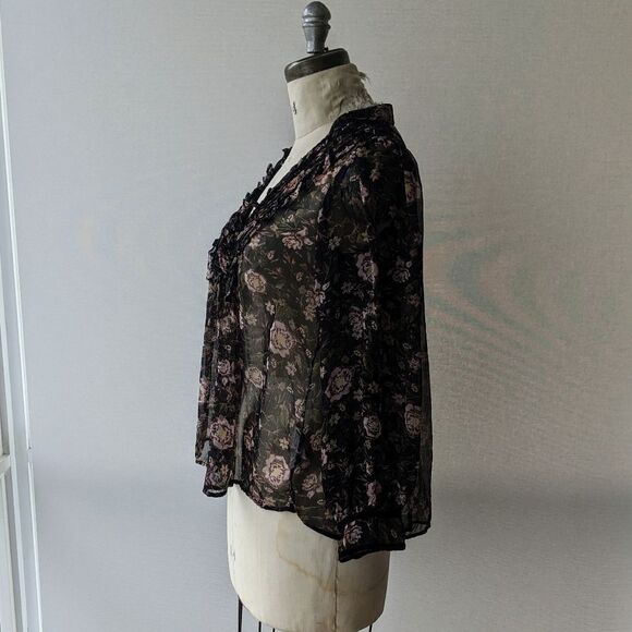 Zara Denim Z1975 - Black Floral Blouse - Picture 2 of 3